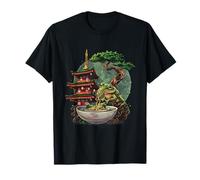 Rana Comiendo Fideos Ramen Bonsai Árbol Pagoda Torre Obra De Arte Camiseta