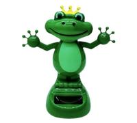 Rana con cabeza oscilante con energía solar, pompón de tablero de rana, bailarina animada con rana para coche, no requiere pilas, ahorro de energía y protección del medio ambiente, regalo