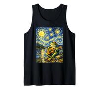 Rana con Guitarra Van Gogh disfrutando de la Paz Calma Noche Estrellada Camiseta sin Mangas