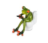 Rana con móvil al baño, verde, piedra artificial, aproximadamente 13 cm, derecha