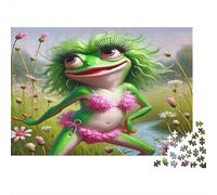Rana con Vestido Rosa Puzzles 1000 Piezas Papel Reciclado para Adultos Puzzle para Adultos Juego Familiar Divertido y desafiante Excelente Idea de Regalo para la Creatividad 52x38cm/1000pcs