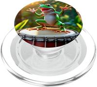 Rana coquí puertorriqueña tocando en barril de bomba Hombres PopSockets PopGrip para MagSafe