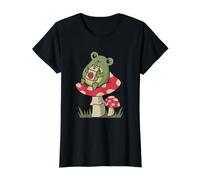 Rana Cottagecore Beber Fresa Leche Seta Rana Camiseta gráfica económica, Mujer, Negro, M