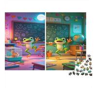 Rana de Dibujos Animados Aula Puzzle de 1000 Piezas Papel para Adultos Escena Escolar Puzzle para Adultos Relajación Convivencia Hogar 70x50cm/1000pcs