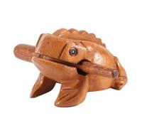 Rana de la suerte de madera tradicional de Tailandia, instrumento musical de croar hecho a mano, rana tallada de madera maciza con palo de madera para la buena suerte, decoración (N° 3 10,6 CM)