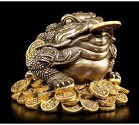 Rana del Feng Shui Figura - Dinero Rana - Money Toad - Amuleto de la Suerte Geldsegen