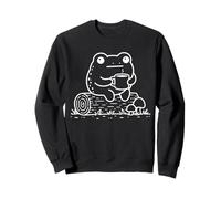 Rana Divertida Bebiendo café Lindo Minimalista Cottagecore Sudadera