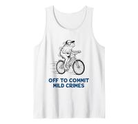 Rana Divertida Montando Bicicleta para Cometer Delitos leves Meme Camiseta sin Mangas