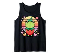 Rana Fresa Kawaii Amor Corazones Retro Pastel Camiseta sin Mangas