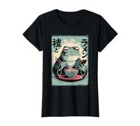 Rana gruñona Divertida Comiendo Ramen, Rana y teléfono, Arte japonés Camiseta gráfica económica