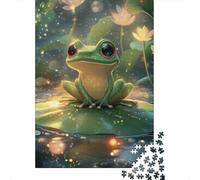 Rana Ilustrada Puzzle de 1000 Piezas Puzzle para Adultos Estanque con Lirios Papel Relajación Decoración Hogar Regalo 70x50cm/1000pcs