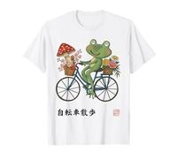 Rana Japonesa Montar Bicicleta Cottagecore Floral Garden Camiseta