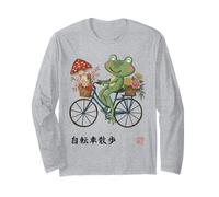 Rana Japonesa Montar Bicicleta Cottagecore Floral Garden Manga Larga