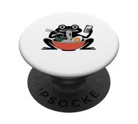 Rana Kawaii Comiendo Fideos Ramen con Smartphone PopSockets PopGrip Adhesivo