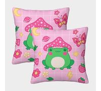 Rana Linda con Seta-Kawaii Estilo de Dibujos Animados Fundas Cojines para Sofá 2 Piezas Arte Funda De Almohada Decorativo para Sala Throw Cojín Cama Hogar Coche 50x50cm