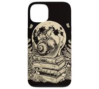 Rana Montando Caracol Luna botánico Cottagecore Books Bookworm Carcasa para iPhone 13