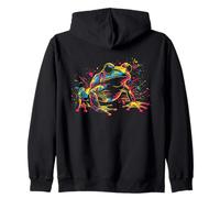 Rana Neón Salpicaduras Pintura Arte Abstracto Vibrante Sudadera con Capucha