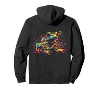 Rana Neón Salpicaduras Pintura Arte Abstracto Vibrante Sudadera con Capucha