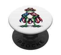 Rana patriótica con Gafas de Sol Capa de la Bandera Estadounidense PopSockets PopGrip Adhesivo