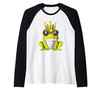 Rana Real con Corona Y Gafas De Sol Príncipe Rana Camiseta Manga Raglan