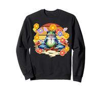 Rana Retro con diseño de Rana de los años 60, Flores OM meditación Sudadera