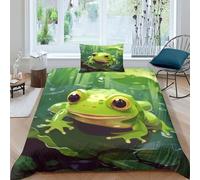 Rana Ropa De Cama Juego De Funda Nórdica De Microfibra Funda De Edredón De Impresión 3D con Fundas De Almohada para Niños, Adultos Single（135x200cm）