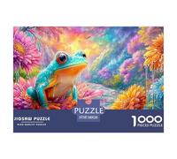 Rana se Sienta en una Flor con pétalos Dewy Puzzle De 1000 Piezas Rana del sueño Cumpleaños Y Vacaciones 38x26cm/1000pcs