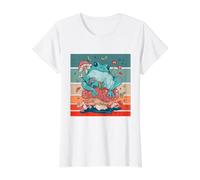 Rana sentada sobre un Hongo Frog Lovers Camiseta gráfica económica, Mujer, Blanco, XS