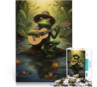 Rana Tocando la Guitarra Rompecabezas para Adultos de 1000 Piezas Juegos educativos Decoración del hogar Regalos para Amigos y Familiares 38x26cm