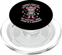 Rana Vaquera Divertida Diciendo Broma humorística de recesión Mujeres Hombres PopSockets PopGrip para MagSafe