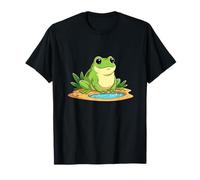 Rana Verde Kawaii sentada Junto a un Estanque pequeño Lindo Camiseta