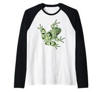 Rana Verde Pacífico Noroeste Nativo Americano Estilo Indio Camiseta Manga Raglan