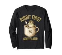 Rana Vintage Beber Café Retro Cottagecore Café Amantes Manga Larga