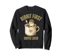 Rana Vintage Beber Café Retro Cottagecore Café Amantes Sudadera