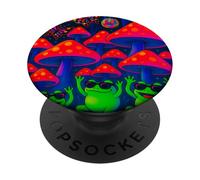 Ranas bailando en setas del bosque Bolas de discoteca Mariposas PopSockets PopGrip Adhesivo