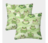 Ranas Lindas-Kawaii Estilo de Dibujos Animados Fundas Cojines para Sofá 2 Piezas Disponible Todas Las Estaciones Funda De Almohada Modernas Decorativa Almohadon Cubre Cama Hogar Coche 40x40cm