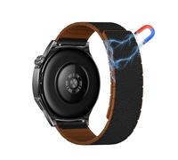 RanBluu 22 mm Correa para Amazfit T-Rex 3 Pro 48mm/Amazfit Balance 2/Bip 6/Bip 5/5 Unity/GTR 47mm/GTR 4/GTR 3 Pro, Correa de cuero y silicona, Cierre Magnético Banda de Reemplazo, Negro