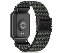 RanBluu Correa Nylon para Xiaomi Redmi Watch 6/Redmi Watch 5/4/Xiaomi Smart Band 10 Pro/9 Pro/8 Pro, Correa de Repuesto de Tejido Elástico, Correa Deportiva para Mujer Hombre, Negro & Verde