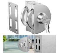 Ranbo Cerradura para Puerta Corredera de Cristal, Plata Cepillada
