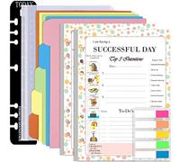 Rancco Agenda diaria A5 para hacer lista de recambios para bloc de notas del día exitoso, 90 hojas de 6 agujeros, bonito papel de recambio, planificador diario de tareas para Filofax, diario, doble cara, sin fecha, 8.3 x 5.6 pulgadas