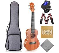 RANCH - Juego de ukelele y afinador, con bolsa de transporte y accesorios (nailon, mate, para principiantes)