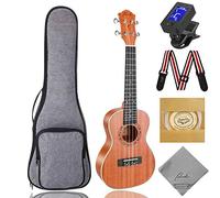 RANCH - Juego de ukelele y afinador, con bolsa de transporte y accesorios (nailon, mate, para principiantes)
