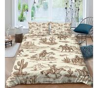 Ranch life style Funda Edredon Microfibra de poliéster Tres Piezas Diseño 3D con Cremallera Rancho life estilo Funda de Edredón con Fundas de Almohada Antialérgica Lavables for niña King（220x240cm）