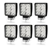 Randaco 6 faros LED de trabajo de 48 W, 12 V, 24 V, para exteriores, aluminio fundido a presión, IP67, resistente al agua, para caminatas, todoterrenos, barcos, remolques