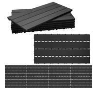 Randaco Baldosa de Plástico compuesto WPC, 30x60cm 18 pcs/3m² Suelo de Plástico-madera de Exterior con Drenaje und Sistema de Enchufe para el Balcón de la Terraza del Jardín, Antracita