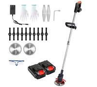 Randaco Cortabordes con batería, 20 V, batería de ion de litio de 2,5 Ah y cuchilla de plástico, ancho de corte de 23 cm, mango telescópico, ajuste de ángulo de corte en 3 posiciones.