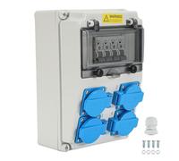 Randaco Distribuidor de pared con disyuntor, distribuidor de corriente para obras con 4 tomas de corriente Schuko y toma de corriente CEE 16 A Distribuidor de corriente para interiores y exteriores