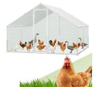Randaco Gallinero Pajarera de exterior - Formato grande XXL - 3 x 3 x 2 m - De acero galvanizado - Recinto para animales pequeños - Con cerradura de seguridad y lona PE impermeable - Marco de acero