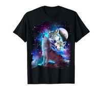 Random Galaxy Hombre Camiseta Cosmic Space Wolf Lobos Familia Aullido En Luna T-Shirt Black S