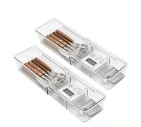 Range Cubierto Cajón 2 Piezas Organizador Cajón Extensible Utensilios de Cocina Plástico Compartimento Almacenamiento Puede Tilizado Cocina En Oficina Para Guardar Vajilla Material Otros Objetos